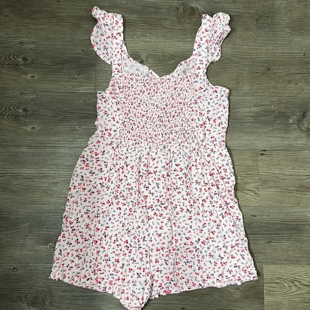 Arizona Jean Co. Sleeveless Pink Floral Romper w/ Lace-up Detail - Picture 6 of 7
